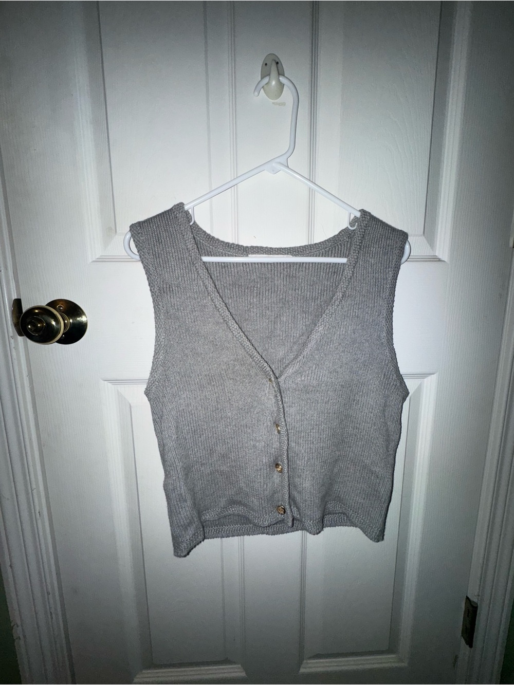 Abercrombie & Fitch Gray Knit Brass Button Sweater Vest